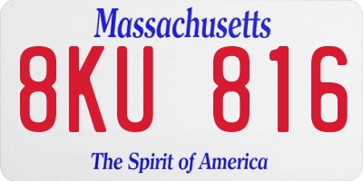 MA license plate 8KU816