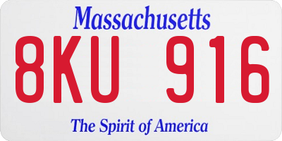 MA license plate 8KU916