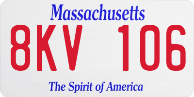 MA license plate 8KV106