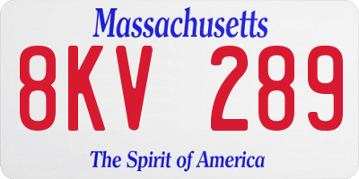 MA license plate 8KV289