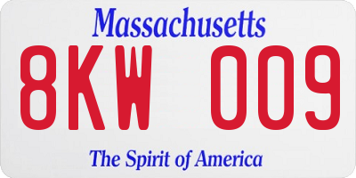 MA license plate 8KW009