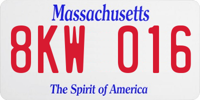 MA license plate 8KW016
