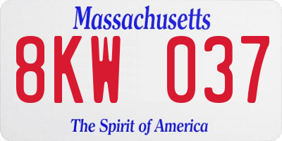 MA license plate 8KW037