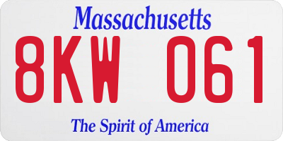 MA license plate 8KW061