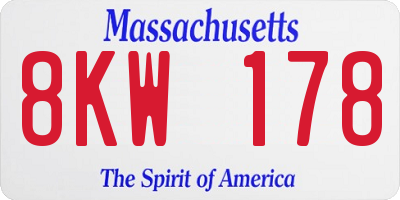 MA license plate 8KW178