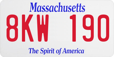 MA license plate 8KW190