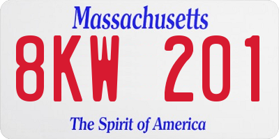 MA license plate 8KW201