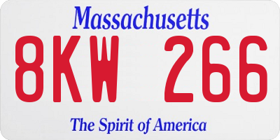 MA license plate 8KW266