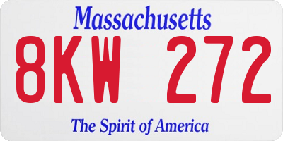 MA license plate 8KW272