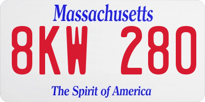 MA license plate 8KW280
