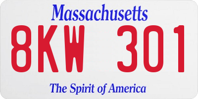 MA license plate 8KW301
