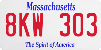MA license plate 8KW303