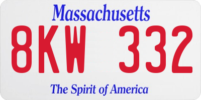 MA license plate 8KW332