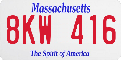 MA license plate 8KW416
