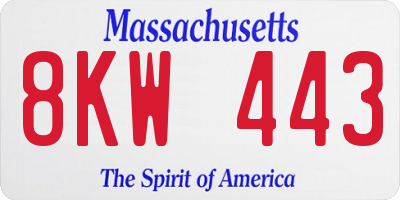 MA license plate 8KW443