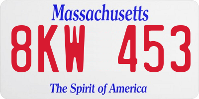 MA license plate 8KW453