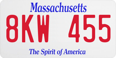 MA license plate 8KW455