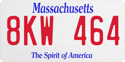 MA license plate 8KW464