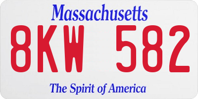 MA license plate 8KW582