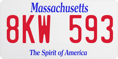 MA license plate 8KW593