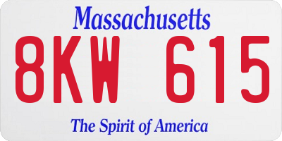 MA license plate 8KW615