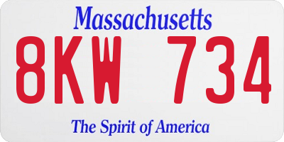 MA license plate 8KW734
