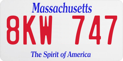 MA license plate 8KW747