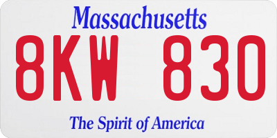 MA license plate 8KW830