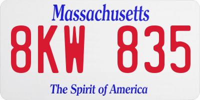 MA license plate 8KW835