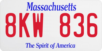 MA license plate 8KW836