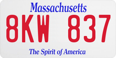 MA license plate 8KW837