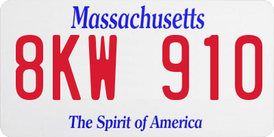 MA license plate 8KW910