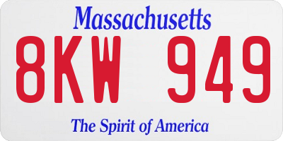 MA license plate 8KW949