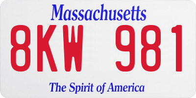 MA license plate 8KW981