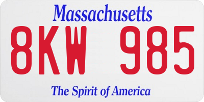 MA license plate 8KW985