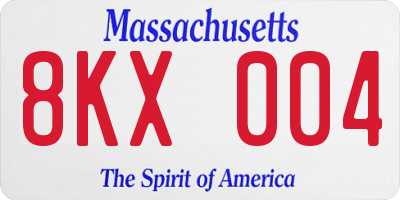MA license plate 8KX004