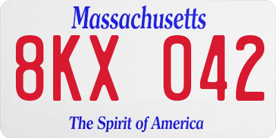 MA license plate 8KX042