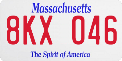 MA license plate 8KX046