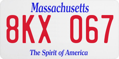 MA license plate 8KX067