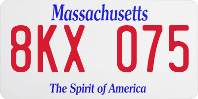 MA license plate 8KX075