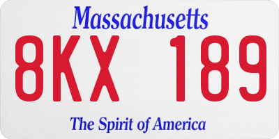 MA license plate 8KX189