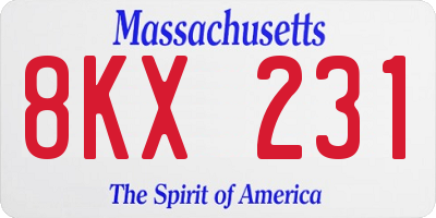 MA license plate 8KX231