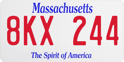MA license plate 8KX244