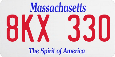 MA license plate 8KX330
