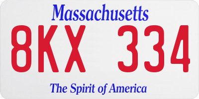 MA license plate 8KX334