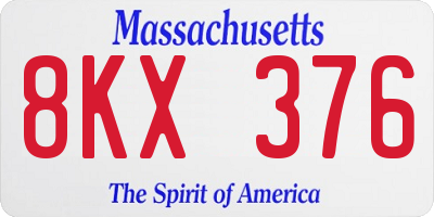 MA license plate 8KX376