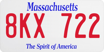 MA license plate 8KX722