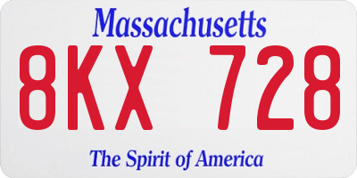 MA license plate 8KX728