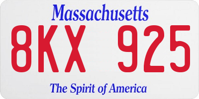MA license plate 8KX925