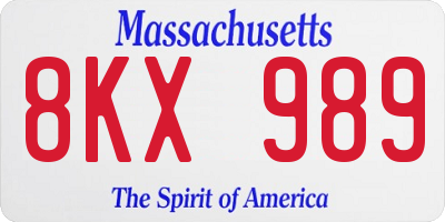 MA license plate 8KX989
